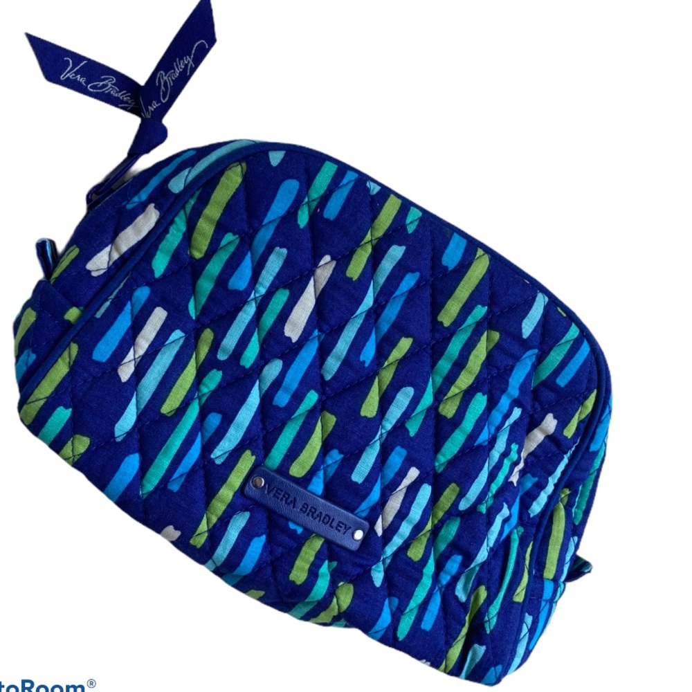 NWOT Vera Bradley Royal Blue Dash Cosmetic Bag Med